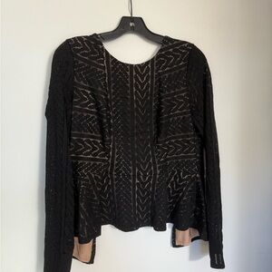 BCBGMaxAzria Black Lace Knit Top